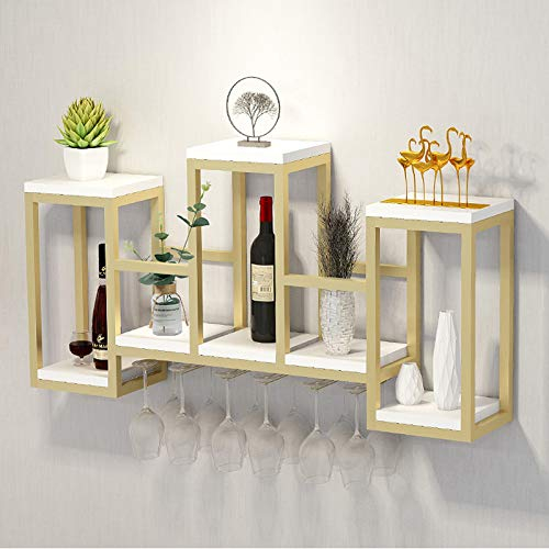 Weinregal mit Glashalter Wandhalterung Zubehör Gold Metall Küchenschrank Lagerregale Weinflasche Organizer Barschrank