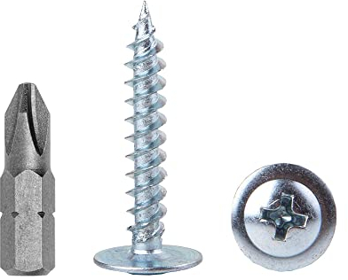 Lot de 100 vis à bois en acier zingué 4,2 x 25 mm Vis à bois cruciformes à tête bombée modifiée auto-taraudeuse (100, 4,2 x 25 mm)