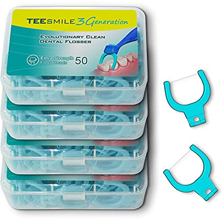 TEEsmile Fil dentaire propre évolutif, têtes de recharge de soie extrafortes, 200 unités
