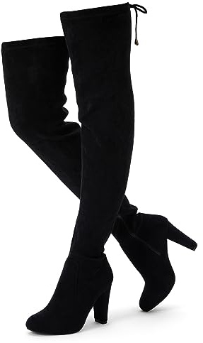Vepose Women's Over The Knee Boots, 3.7 Inch Long Thigh High Boot, 993 - Black Suede, Size 8 US - High Heel with Inner Zipper (CJY993 Black 08)