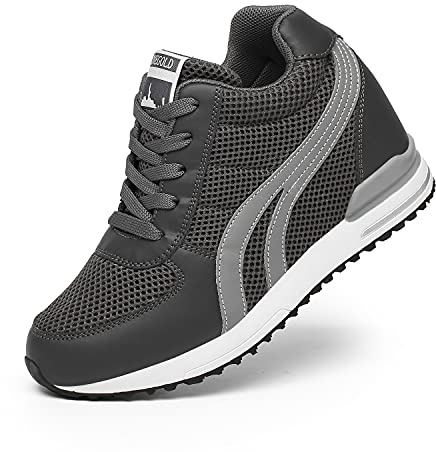 AONEGOLD® Damsneakers, kilklack, 7 cm, sportskor, ventilerande, nätlöparskor, utomhus, fritidsskor, sneakers, Mörkgrå, 34 EU
