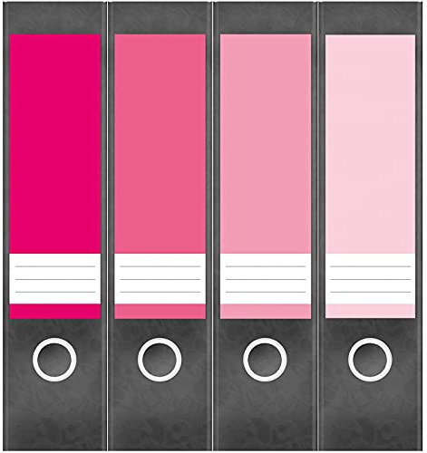 Etiketten für Ordner | Farben Mix Rosa | 4 breite Aufkleber für Ordnerrücken | Selbstklebende Design Ordneretiketten Rückenschilder