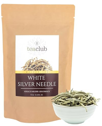 TeaClub White Silver Needle Weißtee Lose 100g – Weißer Tee Chinesisch | Chinesischer Weißtee mit Blattknospen, blumig-süßer Geschmack, bis 30L/100g, mehrfach aufgießbar, Loser Weißer Tee