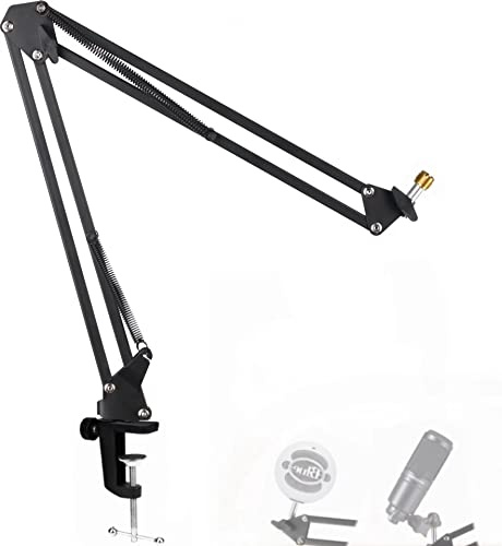 Mic Boom Arm - Heavy Duty Mic Boom Arm Desk Mount Adjustable Suspension Mic Stand Compatible with Audio-Technica AT2020,AT2020USB+, AT2035, ATR2500-USB, ATR2100-USB,Blue Snowball Microphone