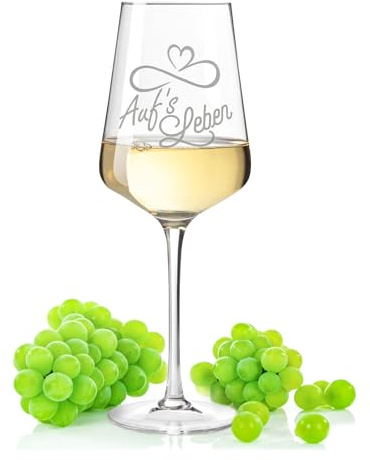 Leonardo Weinglas mit Gravur - Auf's Leben - lustiges Spruchglas als Geschenk für Weinliebhaber - Geschenke für Sie & Ihn - Geeignet für Rotwein, Weißwein & Aperol Spritz - Farbe: Puccini