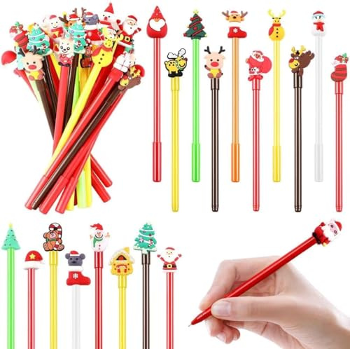 SANNIX 20 Stück Weihnachts Cartoon Gel Tintenroller für Geschenk, Büro, Heimbedarf, Schneemann, Weihnachtsbaum, Elch, Weihnachtsmann, Weihnachtsmütze