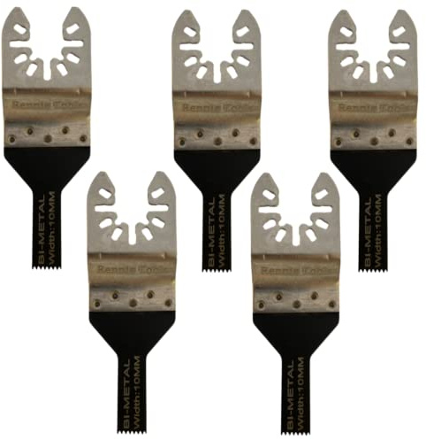 Rennie Tool 5 x 10mm Wide Bi-Metal Multi Tool Blades for Wood & Nails | Compatible with Dremel Fein Multimaster Makita Milwaukee Ryobi Dewalt Multitools Etc Oscillating Multitool Cutter Saw Set