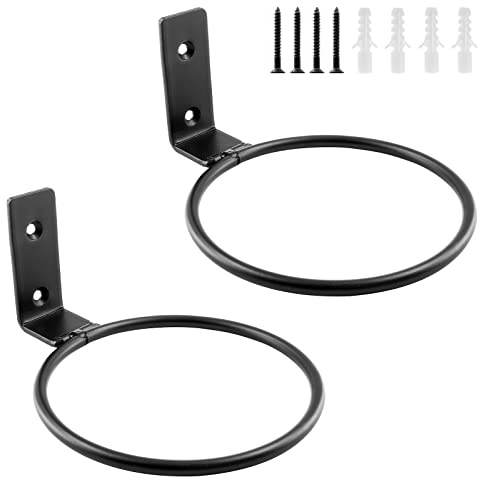 Jiozermi 2 Pack 8 inch(203mm) Flower Pot Holder Ring, Flower Pot Holder Ring Wall Mounted Set Wall Mounted Metal Planter Hanger Matte Black Hanging Plant Holder