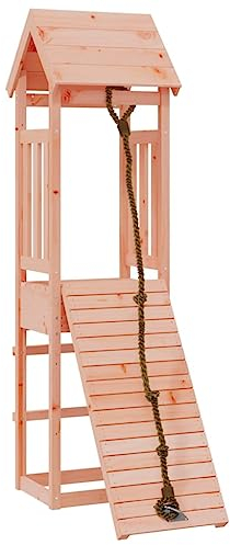 vidaXL Playhouse with Climbing Wall Playground Wooden Garden Play Climbing Frame Outdoor Play Set Tower Playhouse for Kids Solid Wood Douglas