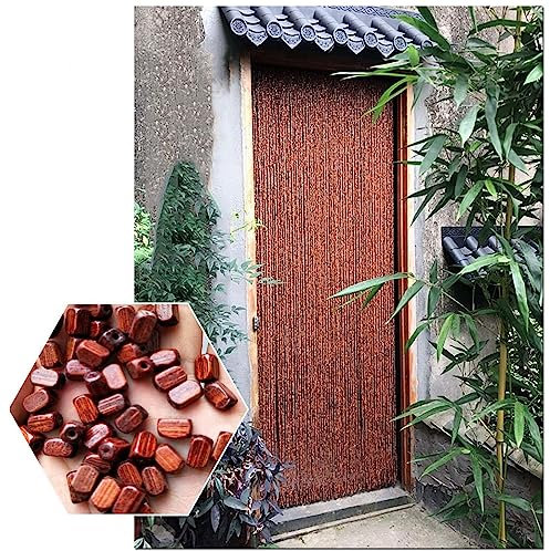 KGUDYS Bambus Perlenvorhang Türvorhang Holzperlen Vorhänge,Perlenvorhang Fliegenvorhang,Bambusvorhang Für Türen,Fensterdekoration Raumteiler Dekovorhang,60-140cm Breit,Rot-Braun,90strands(90x200cm)