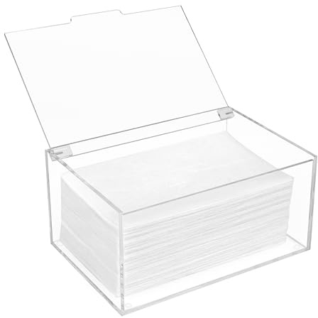 Winter Shore Akryltvätthållare för Dryer Sheets - Genomskinlig Akrylbehållare med Lock för Tvätttillbehör, Klädnypor, Torkbollar, Tvättkapslar - Rektangulär Dryer Sheet-Dispenser, 1,8 L Maxkapacitet