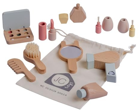 JC Toys Parfait Collection | Real Wood 10 Piece Personal Care-Make Up Set | for Dolls and Stuffed Animals Ages 3+ | Twiggly Toys