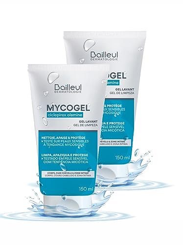 Bailleul | Mycogel | Gel lavant contre les mycoses cutanées | Nettoie, Apaise et Protège | Peaux et muqueuses génitales sensibles à tendance mycosique | Vegan | Lot de 2 x 150 ml