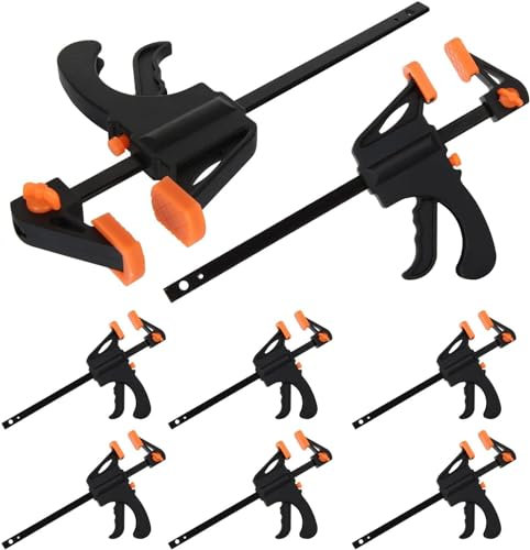 KSVS Woodworking Clamp Set 4 inch/100mm,Quick Grip Clamps, Ratchet Bar Clamps, One Handed Bar Clamp, Ideal for Fast and Easy Clamping Applications for DIY Woodworking Projects (8 Pack)