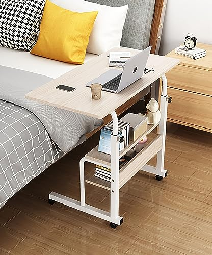 forestalk Verstellbarer Nachttisch mit Rollen, Laptop-Schreibtisch, Rolltisch, Trolley, Sofa, Couch, Bett, Beistelltisch, mit Rädern, Beistelltisch