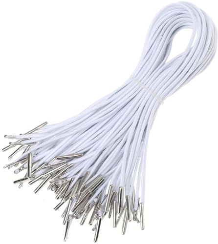 Operitacx 600 STK Elastische Schnüre Elastische Spule Verstellbares Schlüsselband Armband Gummibänder Perlenschnüre Elastisches Spulenkabel Ohrschlaufenschnur Strecken Kind Weiß