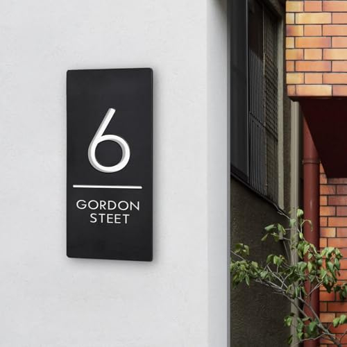 mxn Targa con numeri civici personalizzata, in acrilico, 3D, taglio laser, digitale, per esterni, targa per numero civico residenziale, moderna, per casa e esterni (nero bianco)