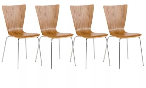 In And OutdoorMatch Besucherstühle Terrill - braun - Holz - stapelbar - 4er Set - Sitzhöhe 45 cm - modernes Design