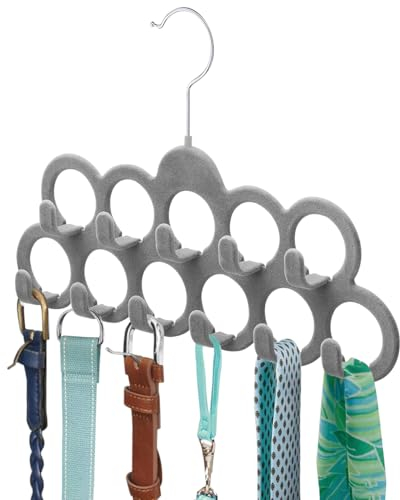 ManGotree Gancio per sciarpe e accessori, organizer con 11 passanti e ganci per scialli, confezione da 2 (Grigio)