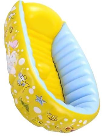 Baignoire Gonflable pour Bébé Motif Cartoon Pvc Jaune | Usage Intérieur, Format Portable, Facile à Ranger, pour Bébés et Garçon et Filles, Style Dessin Animé