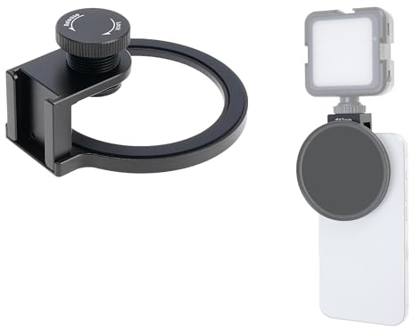 FOTGA Clip-on 67mm Threaded Lens Filter Adapter for iPhone 14 15 16 Pro Max Smartphone Cell Phone,with Cold Shoe Mount for Micrphone/LED Light,Anti-Slip/Anti-Scratch Lock Knob
