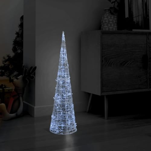 Piramide Decorativa Cono Luce LED Acrilico Bianco Freddo 90 cm,Cono di Luce a LED Bianco Freddo 90 cm per Decorazioni Natalizie Interni ed Esterni Luci di Natale