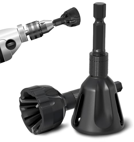 Thatyro 2 Pack Black Zinc Alloy Deburring External Chamfer Tool, 1/8-1 (3mm-25mm) Burr Removal Tool with Quick Release Hex Shank, Tungsten Steel Bolt Thread Repair Git for Drill Screw (S+L)