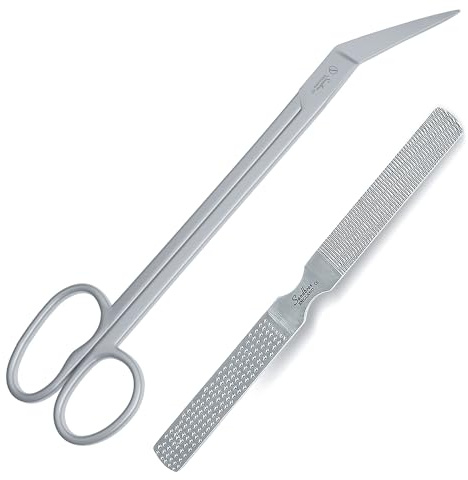 Long Handled Nail Scissors for Toenails with Rasp Nail File, Toe Nail Clippers for Seniors & Elderly Disabled for Extra Long Reach & Easy Cutting, Heavy Duty 19cm Podiatry Tools for Thick Nails
