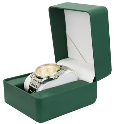 WisePoint Watch Box, PU Leather Single Watch Case Watch Display Case for Men and Women, Portable Watch Display Storage Box Watch Display Box with Detachable Pillow (green)
