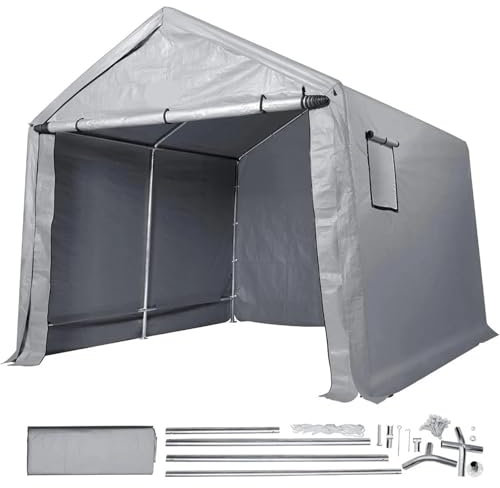 Tragbares Carport-Zelt für Auto, LKW, Boot, Outdoor-Unterstand mit Planenabdeckung, langlebige Aufbewahrungslösung für Schuppen, 3 x 3 x 2,6 m