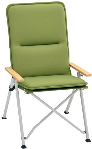 Outsunny Portable Camping Chair for Adults, High Back Folding Chair with Padded Seat and Carry Bag, Outdoor Recliner for Hiking, Fishing, Beach and Picnic, Green