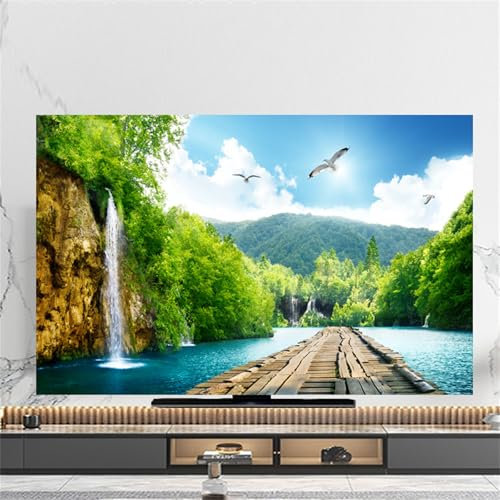 Hixingo Cubierta Antipolvo para TV, Funda para Televisor Elástico Protector para Smart TV, Cubierta de Televisión Pantalla de Funda Modas impresión Paisaje (Río,80)