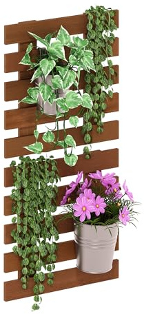Furinno TIOMAN - Macetero Vertical De Pared para Exterior (2 Unidades), Madera, para Interior Y Exterior, Balcón Y Patio, Color Natural