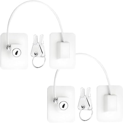 2 Pièces Securite Fenetre Enfant, Securite Placard Enfant avec 4 Clés,Protection Bloque Fenetre Enfant, Super Adhésif pour Fenêtres, Frigo, Tiroir