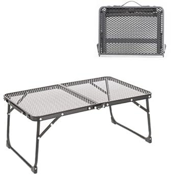 WYJRO Mesa Plegable Camping para Jardín Fiestas Exterior Balcón,Mesa Plegable Playa con Escritorio De Malla,Mesa Auxiliar Barbacoa Picnic con Extensión,60 * 40cm/23.6 * 15.7