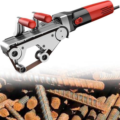 Levigatrice Lucidatrice Per Tubi lucidatrice 1100 W, in acciaio inox, 6 velocità, nastro abrasivo regolabile per levigatura, molatura e lucidatura di ossido di allumina, 4 rulli