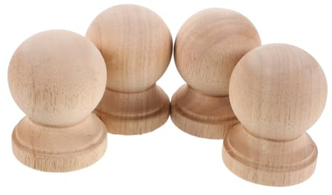 TOPPERFUN Remates Decorativos 4 Piezas Estilo Europeo de Madera Maciza para Barandillas Pequeñas Columnas Romanas y Detalles de Calabaza para Interiores y Manualidades DIY
