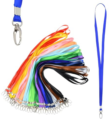 Culinavog 39 Piezas Lanyard Colorido con Mosquetón Giratorio, Cordón de Nailon Cuello, Colgante Tarjetas de Identificación y Llaves, Correa para Tarjetas de Identificación y Credenciales