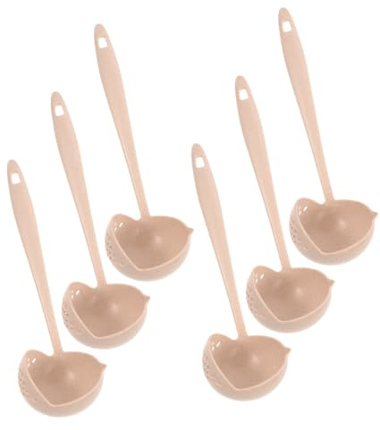BESPORTBLE Cuillères à Soupe Trous de Filtration Précis Ensemble de 6 en Plastique avec Passoire Intégrée, Manches Ergonomiques pour Cuisiner et Servir la Soupe