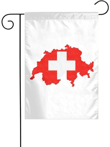 Bandiera svizzera con stampa di cartina geografica, 30,5 x 45,7 cm, double face, per esterni, albero di Natale, inverno, cortile, bandiera