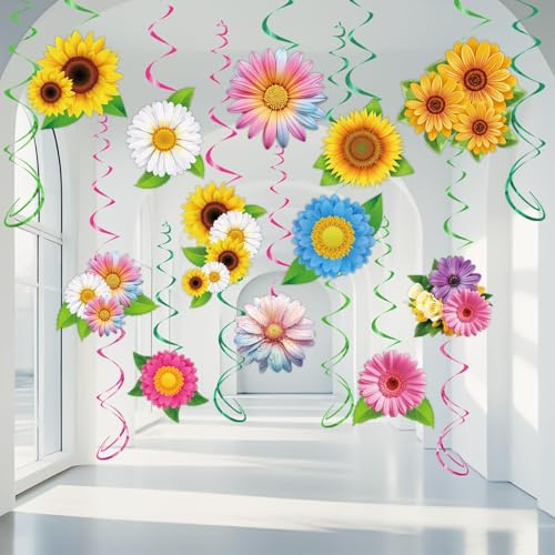 12 PCS Farfalla e Fiore a Spirale Appesi, Farfalle Primavera Addobbi a Spirale, Farfalle e Fiori Decorazione Turbinii Sospesi, per Feste di Compleanno, Feste di Primavera di Pasqua (B)