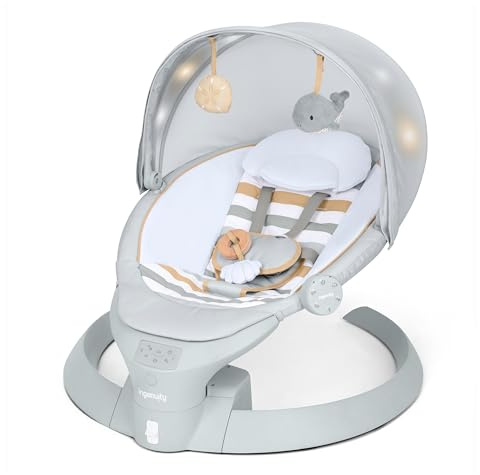 Ingenuity Inlighten 3in1 Babyschaukel Wippe, Bluetooth Musik, Licht Spielzeuge, Fernbedienung, Waschbar, Ab Geburt