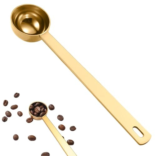5ml Measuring Spoon for Powder Gold Stainless Steel Collagen Supplements Scoop Long Handle Tablespoon Scoop for Coffee,Milk Powder, Loose Tea, Sugar, Flour