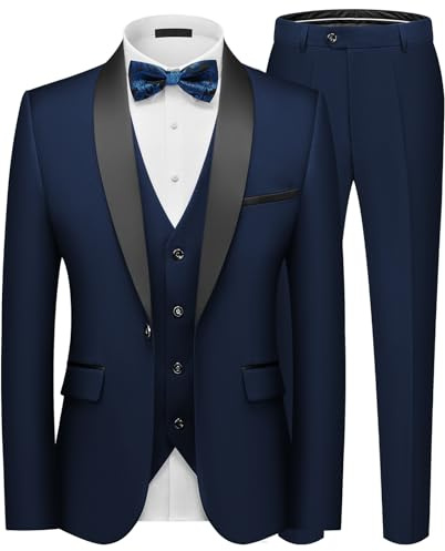 Autsel Traje para Hombre de 3 Piezas Slim Fit Ajustada Elegantes Boda | Negocio, Blazer, Chalecos, Pantalones, Business, Formal, Tuxedo, Dinner Suit, Dress Set, Outerwear