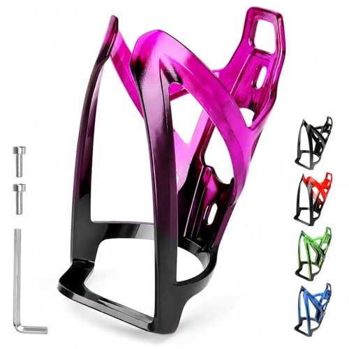 Fancysky portabidones Bicicleta, 36g Ligero portabotellas Bici|5 Colores con 2 Tornillos + 1 Llave, Soporte Botella Bicicleta para MTB, Carretera y Gravel (Negro-Morado) | 5 Colores con 2 Tornillos + 1 Llave Portabidón MTB para Bicicleta de Carretera & MTB