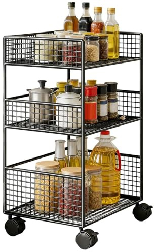 con Ruedas De 3 Niveles - De Almacenamiento Multifuncional, Organizador Móvil De Metal Diseño Que Ahorra Espacio con Ruedas, Carros Rueda | para Cocina, Oficina, Limpieza, Universi