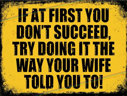 If At First You Don't Succeed Funny Metal Bar Sign Retro Pub Plaque 20x15cm Retro Home Pub Accessories, Vintage Wall Plaque, Man Cave Garden Shed Gift, Decor 30th 40th 50th birthday