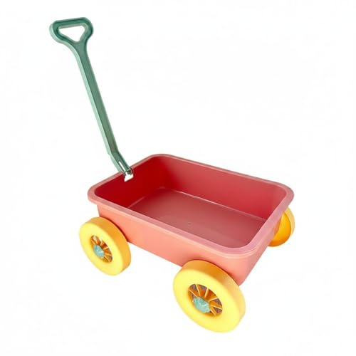 Pegciuho Chariot de Plage Enfants Jouet Chariot Remorque Tiroir Seau Truelle Fonction Sable pour Collecter et Verser Conception Portable avec Poignée Adapté, Rose