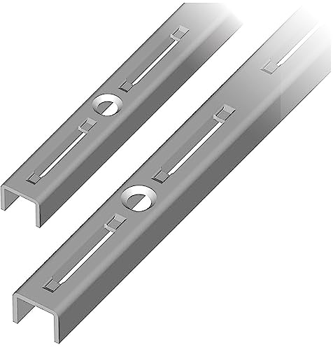 Element System WANDSCHIENE einreihig – stabile Aufhängeschienen zur flexiblen Montage von Regalsystemen, für Wandregale – 50 cm, Stahl, Weißaluminium, 2 Stk