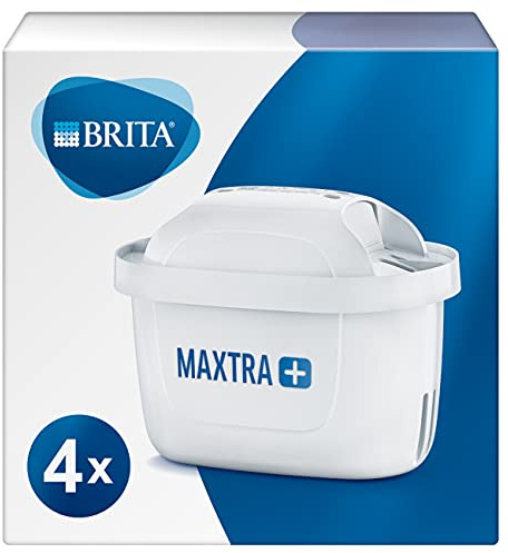 BRITA MAXTRA+ cartuchos de filtro de agua, compatible con jarras filtrantes BRITA que reducen la cal, el cloro y otras sustancias, Color Blanco, 4 Unidad (Paquete de 1)